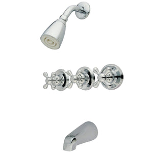 Victorian Three-Handle 5-Hole Wall Mount Tub and Shower Faucet