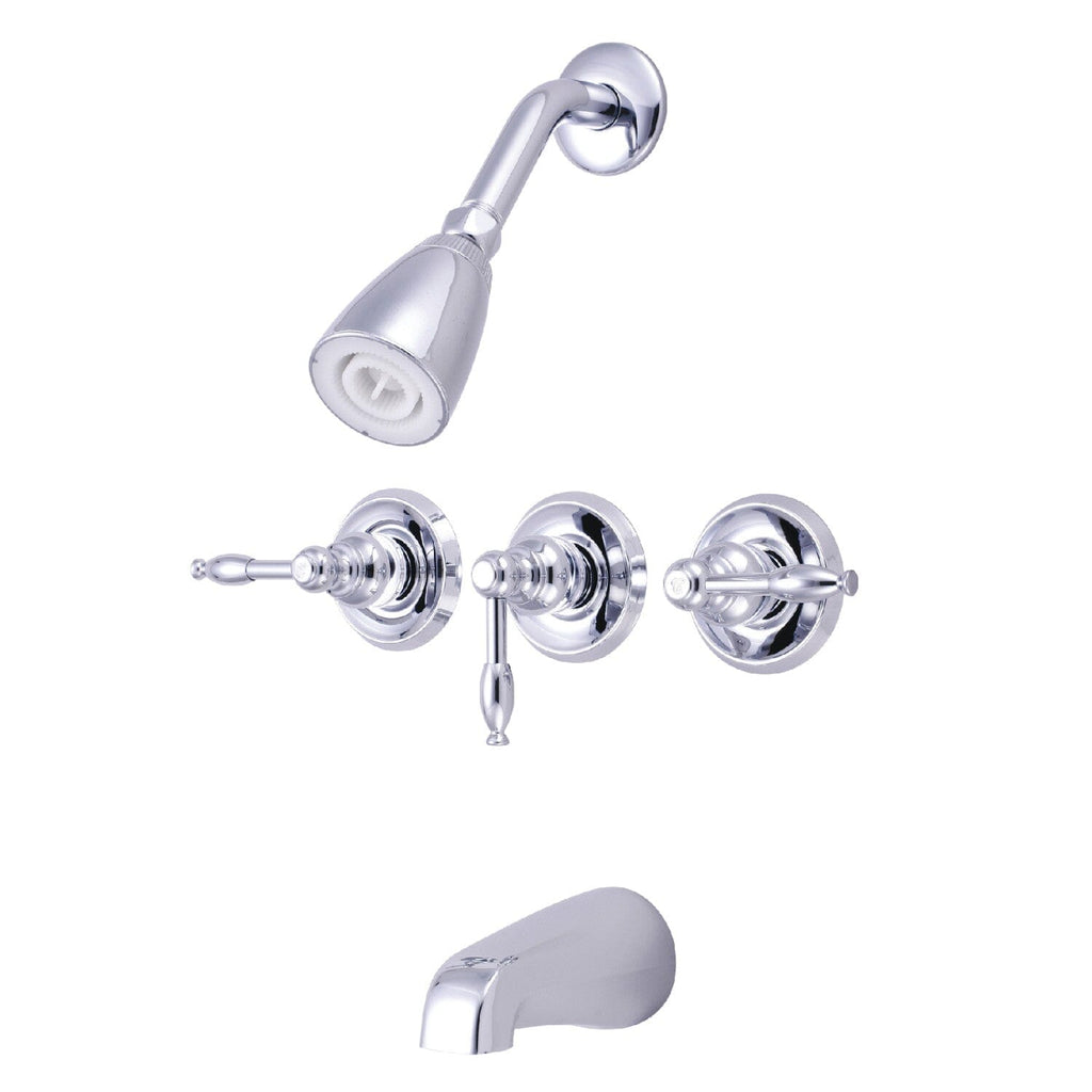 Knight Three-Handle 5-Hole Wall Mount Tub and Shower Faucet