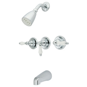 Victorian Three-Handle 5-Hole Wall Mount Tub and Shower Faucet