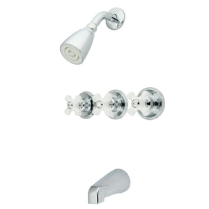 Victorian Three-Handle 5-Hole Wall Mount Tub and Shower Faucet