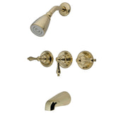 Victorian Triple-Handle Tub and Shower Faucet
