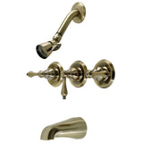 Victorian Triple-Handle Tub and Shower Faucet