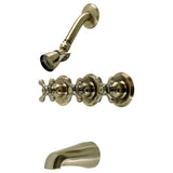 Victorian Three-Handle 5-Hole Wall Mount Tub and Shower Faucet