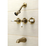 Victorian Three-Handle 5-Hole Wall Mount Tub and Shower Faucet