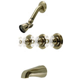 Victorian Three-Handle 5-Hole Wall Mount Tub and Shower Faucet