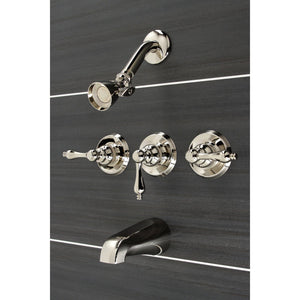 Victorian Three-Handle 5-Hole Wall Mount Tub and Shower Faucet