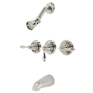 Victorian Three-Handle 5-Hole Wall Mount Tub and Shower Faucet