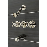 Victorian Three-Handle 5-Hole Wall Mount Tub and Shower Faucet