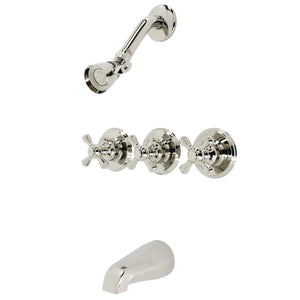Victorian Triple-Handle Tub and Shower Faucet