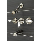 Victorian Three-Handle 5-Hole Wall Mount Tub and Shower Faucet