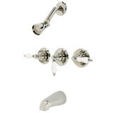 Victorian Three-Handle 5-Hole Wall Mount Tub and Shower Faucet