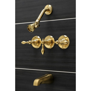 American Classic Three-Handle 5-Hole Wall Mount Tub and Shower Faucet