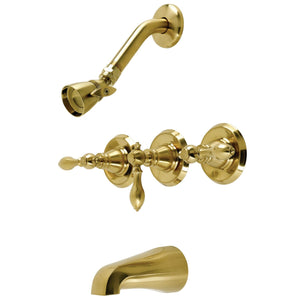 American Classic Three-Handle 5-Hole Wall Mount Tub and Shower Faucet