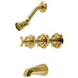 Victorian Three-Handle 5-Hole Wall Mount Tub and Shower Faucet