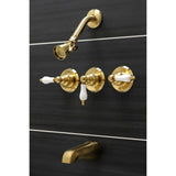 Victorian Three-Handle 5-Hole Wall Mount Tub and Shower Faucet