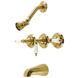 Victorian Three-Handle 5-Hole Wall Mount Tub and Shower Faucet