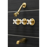 Victorian Three-Handle 5-Hole Wall Mount Tub and Shower Faucet