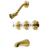 Victorian Three-Handle 5-Hole Wall Mount Tub and Shower Faucet