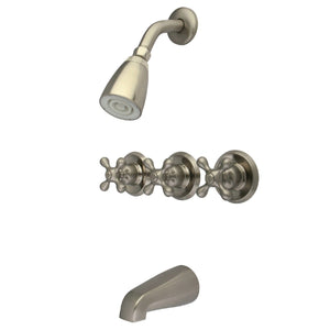 Victorian Three-Handle 5-Hole Wall Mount Tub and Shower Faucet