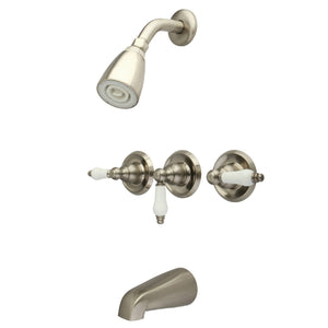 Victorian Three-Handle 5-Hole Wall Mount Tub and Shower Faucet