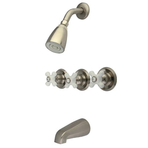 Victorian Three-Handle 5-Hole Wall Mount Tub and Shower Faucet