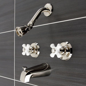 Victorian Two-Handle 4-Hole Wall Mount Tub and Shower Faucet