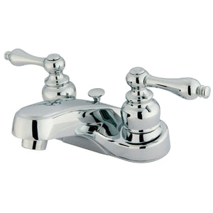 Magellan Two-Handle 3-Hole Deck Mount 4" Centerset Bathroom Faucet with Brass Pop-Up