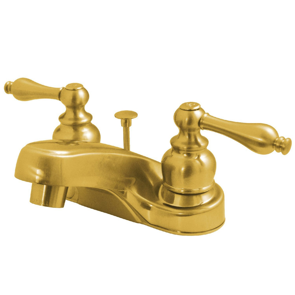 Magellan Two-Handle 3-Hole Deck Mount 4" Centerset Bathroom Faucet with Brass Pop-Up