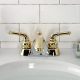 Naples Two-Handle 3-Hole Deck Mount 4" Centerset Bathroom Faucet with Plastic Pop-Up