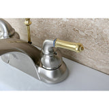 Naples Two-Handle 3-Hole Deck Mount 4" Centerset Bathroom Faucet with Plastic Pop-Up