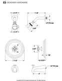 Single-Handle 3-Hole Wall Mount Tub and Shower Faucet Trim Only