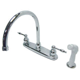 Knight Two-Handle 4-Hole Deck Mount 8" Centerset Kitchen Faucet with Side Sprayer
