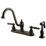 Templeton Two-Handle 4-Hole Deck Mount 8" Centerset Kitchen Faucet with Side Sprayer