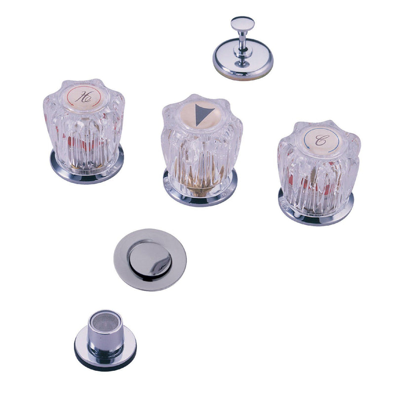 Americana Three-Handle Deck Mount Bidet Faucet with Brass Pop-Up