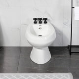 Victorian Three-Handle Deck Mount Vertical Spray Bidet Faucet with Brass Pop-Up