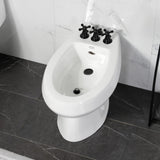 Victorian Three-Handle Deck Mount Vertical Spray Bidet Faucet with Brass Pop-Up