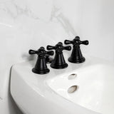 Victorian Three-Handle Deck Mount Vertical Spray Bidet Faucet with Brass Pop-Up