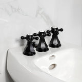 Metropolitan Three-Handle Deck Mount Vertical Spray Bidet Faucet with Brass Pop-Up