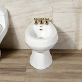 Victorian Three-Handle Vertical Spray Bidet Faucet with Brass Pop-Up