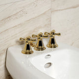 Victorian Three-Handle Vertical Spray Bidet Faucet with Brass Pop-Up