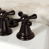 Victorian Three-Handle Deck Mount Vertical Spray Bidet Faucet with Brass Pop-Up