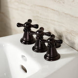 Victorian Three-Handle Deck Mount Vertical Spray Bidet Faucet with Brass Pop-Up
