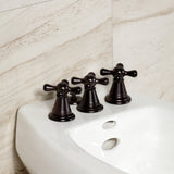 Victorian Three-Handle Deck Mount Vertical Spray Bidet Faucet with Brass Pop-Up