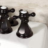 Metropolitan Three-Handle Deck Mount Vertical Spray Bidet Faucet with Brass Pop-Up