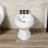 Metropolitan Three-Handle Deck Mount Vertical Spray Bidet Faucet with Brass Pop-Up