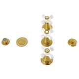 Victorian Three-Handle Deck Mount Vertical Spray Bidet Faucet with Brass Pop-Up