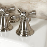 Victorian Three-Handle Deck Mount Vertical Spray Bidet Faucet with Brass Pop-Up
