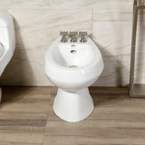 Victorian Three-Handle Deck Mount Vertical Spray Bidet Faucet with Brass Pop-Up