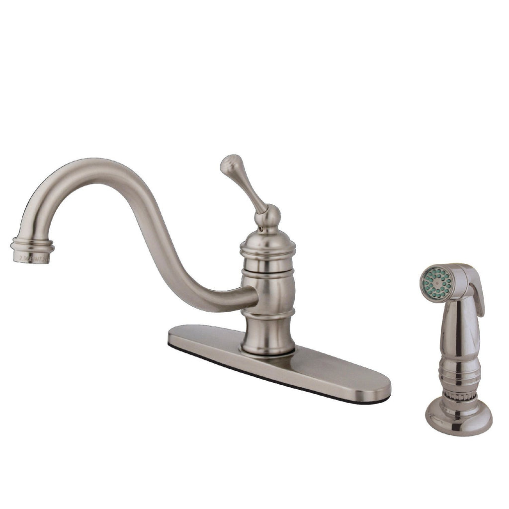 Single-Handle 2-or-4 Hole Deck Mount Kitchen Faucet with Side Sprayer