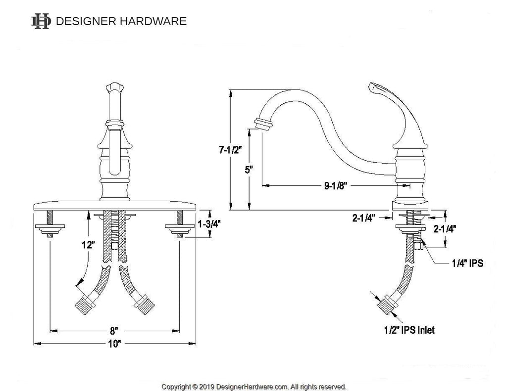 Georgian Single-Handle 1-or-3 Hole Deck Mount Kitchen Faucet